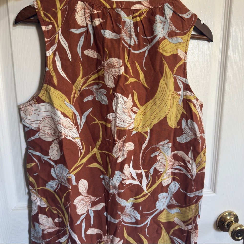 Cynthia Rowley Linen Blend Hawaiian Floral Print Button Up Sleeveless Top S - Picture 6 of 6